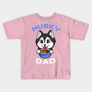 Husky Dad Ramen Dog Owner Retro Dog Father Kids T-Shirt